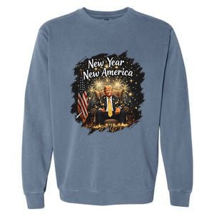 New Year New America Happy New Year Party 2025 Trump Garment-Dyed Sweatshirt