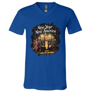 New Year New America Happy New Year Party 2025 Trump V-Neck T-Shirt