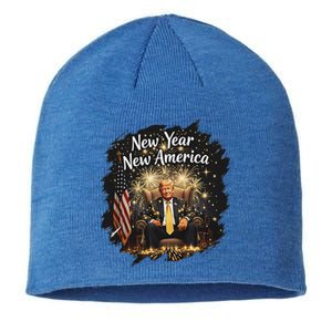 New Year New America Happy New Year Party 2025 Trump Sustainable Beanie