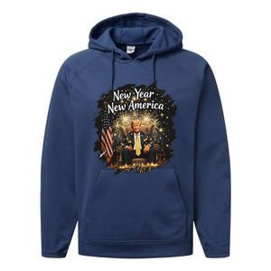 New Year New America Happy New Year Party 2025 Trump Performance Fleece Hoodie