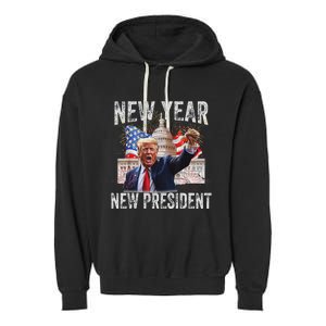 New Year New President Funny 2025 New Year’S Party Garment-Dyed Fleece Hoodie