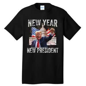 New Year New President Funny 2025 New Year’S Party Tall T-Shirt