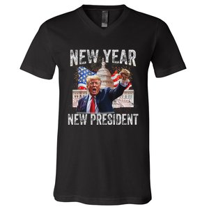 New Year New President Funny 2025 New Year’S Party V-Neck T-Shirt