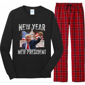 New Year New President Funny 2025 New Year’S Party Long Sleeve Pajama Set