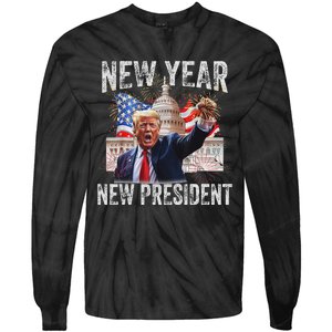 New Year New President Funny 2025 New Year’S Party Tie-Dye Long Sleeve Shirt