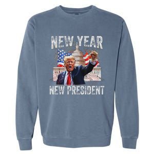 New Year New President Funny 2025 New Year’S Party Garment-Dyed Sweatshirt