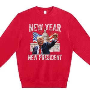 New Year New President Funny 2025 New Year’S Party Premium Crewneck Sweatshirt