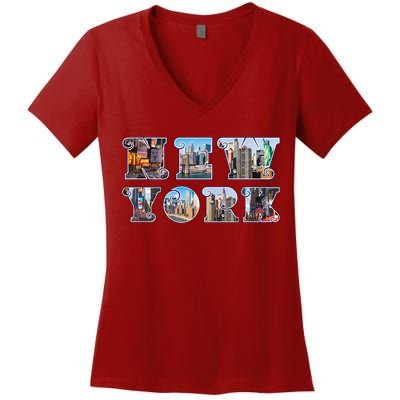 New York Women's V-Neck T-Shirt