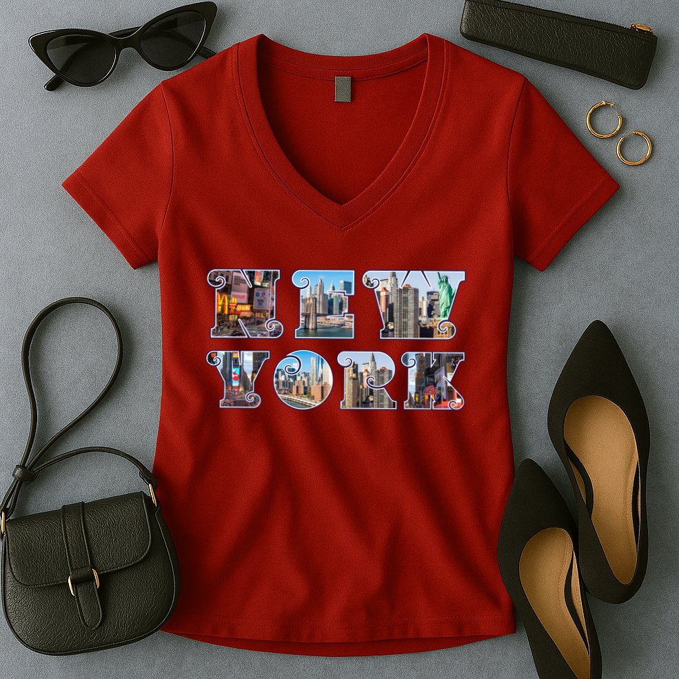 New York Women's V-Neck T-Shirt