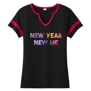 New Year New Me Colorful Gift Ladies Halftime Notch Neck Tee