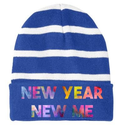 New Year New Me Colorful Gift Striped Beanie with Solid Band