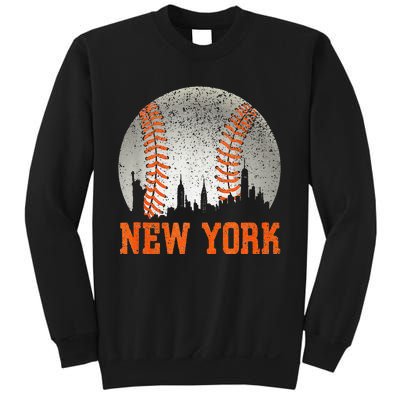 New York NY Skyline Baseball Vintage Met At Gameday Sweatshirt