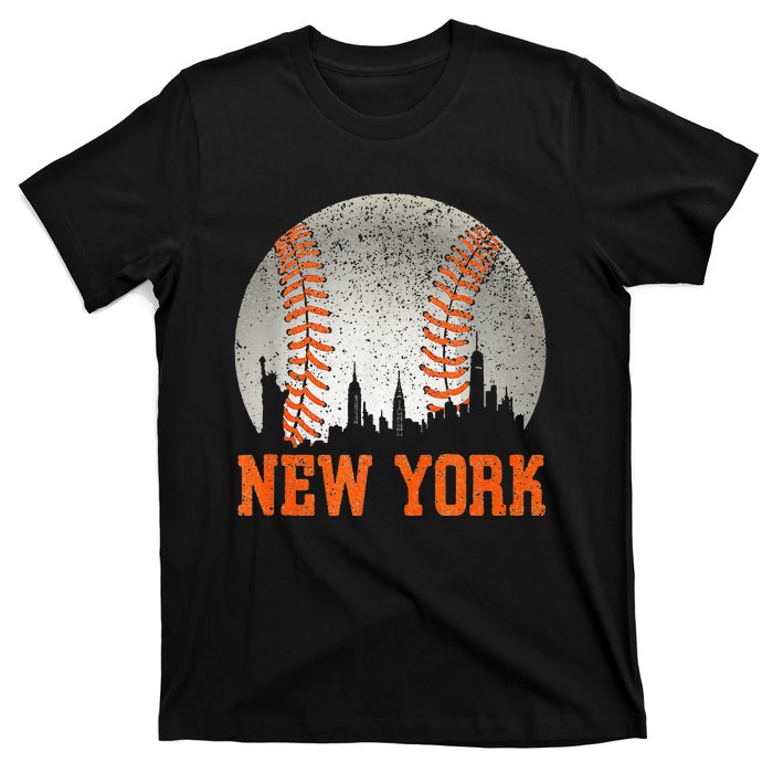 New York NY Skyline Baseball Vintage Met At Gameday T-Shirt