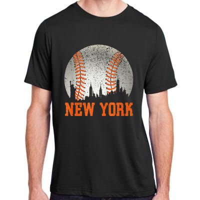 New York NY Skyline Baseball Vintage Met At Gameday Adult ChromaSoft Performance T-Shirt