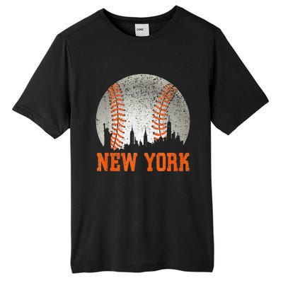 New York NY Skyline Baseball Vintage Met At Gameday Tall Fusion ChromaSoft Performance T-Shirt