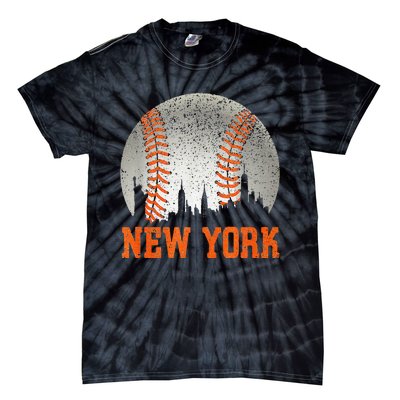 New York NY Skyline Baseball Vintage Met At Gameday Tie-Dye T-Shirt