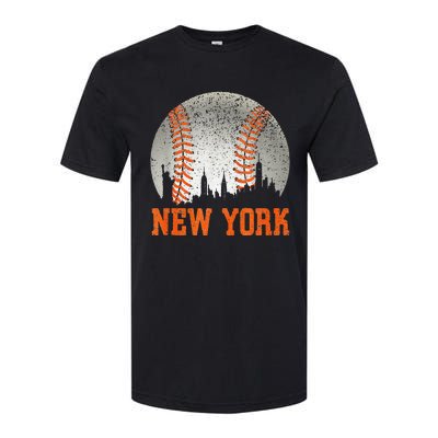 New York NY Skyline Baseball Vintage Met At Gameday Softstyle CVC T-Shirt