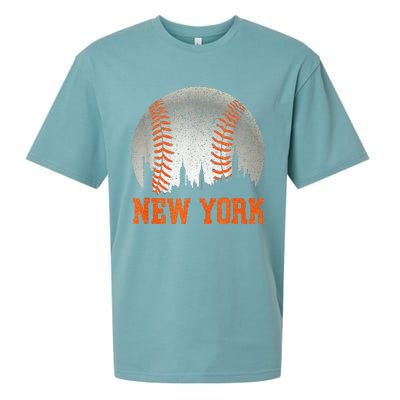 New York NY Skyline Baseball Vintage Met At Gameday Sueded Cloud Jersey T-Shirt