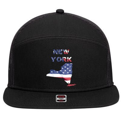 New York Ny United States America Patriotic Usa Flag Pride Funny Gift 7 Panel Mesh Trucker Snapback Hat