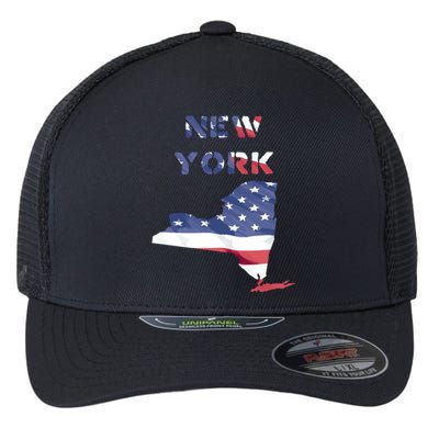 New York Ny United States America Patriotic Usa Flag Pride Funny Gift Flexfit Unipanel Trucker Cap