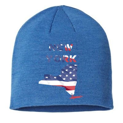 New York Ny United States America Patriotic Usa Flag Pride Funny Gift Sustainable Beanie