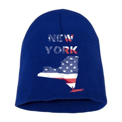 New York Ny United States America Patriotic Usa Flag Pride Funny Gift Short Acrylic Beanie