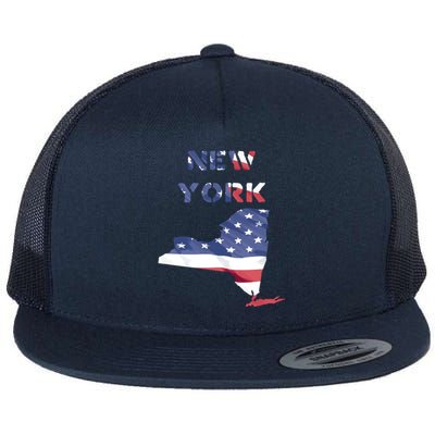 New York Ny United States America Patriotic Usa Flag Pride Funny Gift Flat Bill Trucker Hat