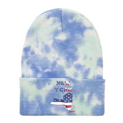 New York Ny United States America Patriotic Usa Flag Pride Funny Gift Tie Dye 12in Knit Beanie