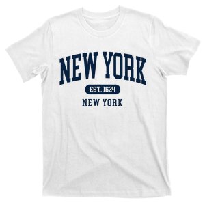 New York NY Est 1624 Arched Varsity Text T-Shirt