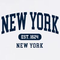 New York NY Est 1624 Arched Varsity Text Sustainable Bucket Hat
