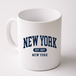 New York NY Est 1624 Arched Varsity Text Coffee Mug