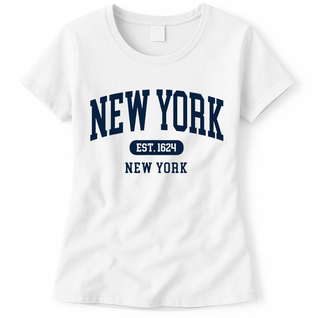 New York NY Est 1624 Arched Varsity Text Womens T-Shirt
