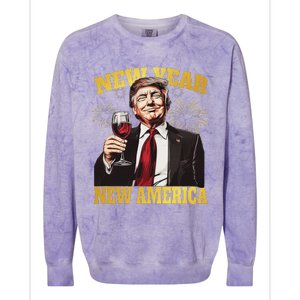 New Year New America Happy New Year Party 2025 Trump Colorblast Crewneck Sweatshirt