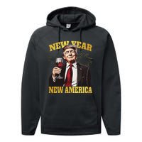 New Year New America Happy New Year Party 2025 Trump Performance Fleece Hoodie