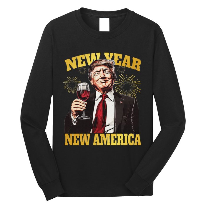 New Year New America Happy New Year Party 2025 Trump Long Sleeve Shirt