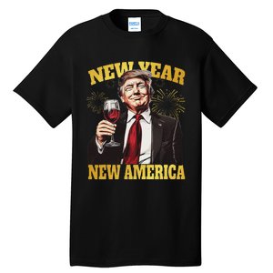 New Year New America Happy New Year Party 2025 Trump Tall T-Shirt