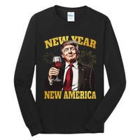 New Year New America Happy New Year Party 2025 Trump Tall Long Sleeve T-Shirt