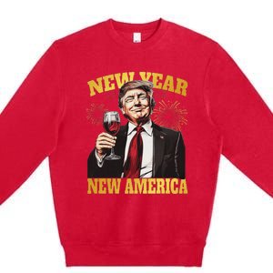 New Year New America Happy New Year Party 2025 Trump Premium Crewneck Sweatshirt