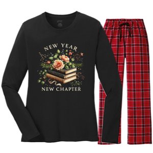 New Year New Chapter Happy New Year 2025 Book Lover Women's Long Sleeve Flannel Pajama Set 