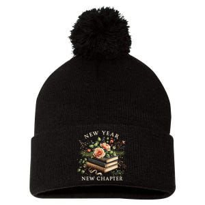 New Year New Chapter Happy New Year 2025 Book Lover Pom Pom 12in Knit Beanie