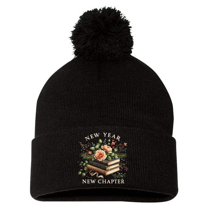 New Year New Chapter Happy New Year 2025 Book Lover Pom Pom 12in Knit Beanie