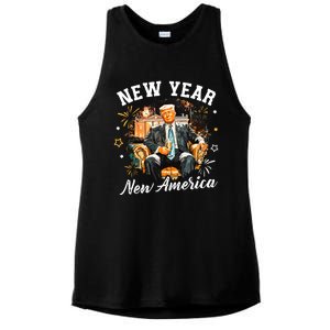 New Year New American 2025 Donald Trump Ladies PosiCharge Tri-Blend Wicking Tank