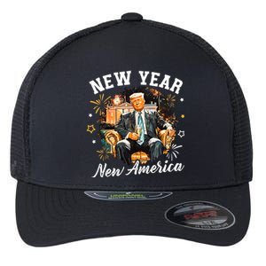 New Year New American 2025 Donald Trump Flexfit Unipanel Trucker Cap