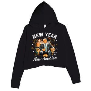 New Year New American 2025 Donald Trump Crop Fleece Hoodie