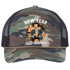 New Year New American 2025 Donald Trump Retro Rope Trucker Hat Cap