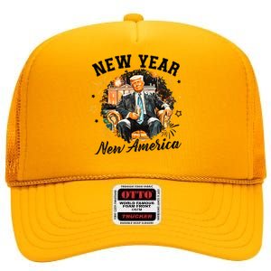 New Year New American 2025 Donald Trump High Crown Mesh Back Trucker Hat