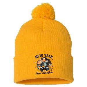 New Year New American 2025 Donald Trump Pom Pom 12in Knit Beanie