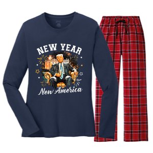 New Year New American 2025 Donald Trump Women's Long Sleeve Flannel Pajama Set 