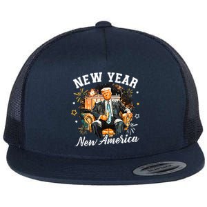 New Year New American 2025 Donald Trump Flat Bill Trucker Hat