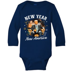 New Year New American 2025 Donald Trump Baby Long Sleeve Bodysuit